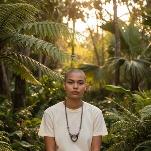 Elegant Open Heart Pendant Necklace Hematite and Cats Eyes 18”